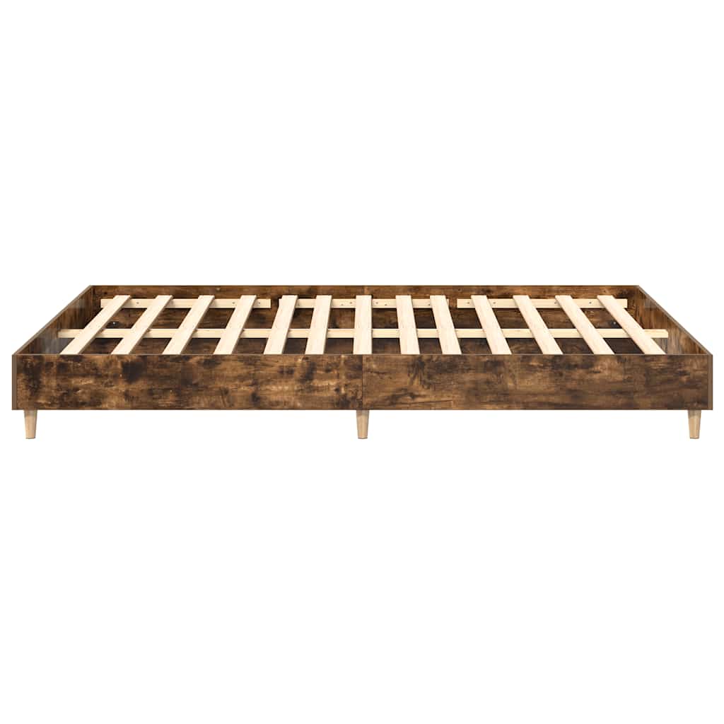 Bed Frame No Mattress Smoked Oak 150x200 cm King Size Engineered Wood