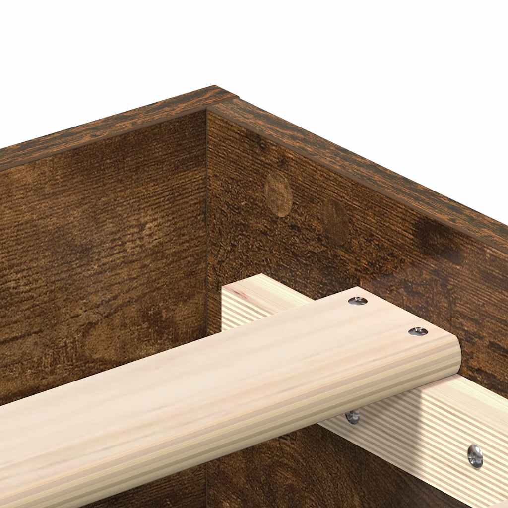 Bed Frame No Mattress Smoked Oak 150x200 cm King Size Engineered Wood
