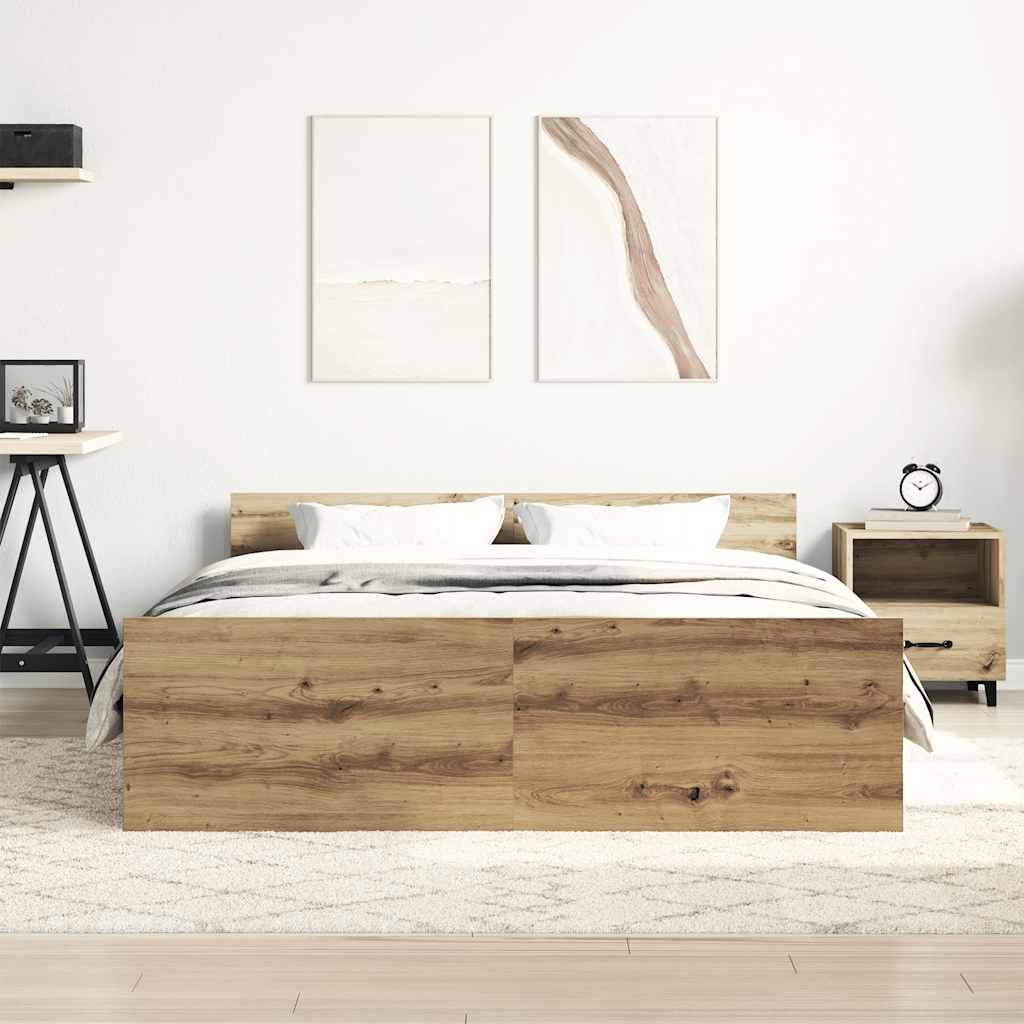 Modern Wooden King Size 150cm Bed Frame Base With Headboard & Footboard