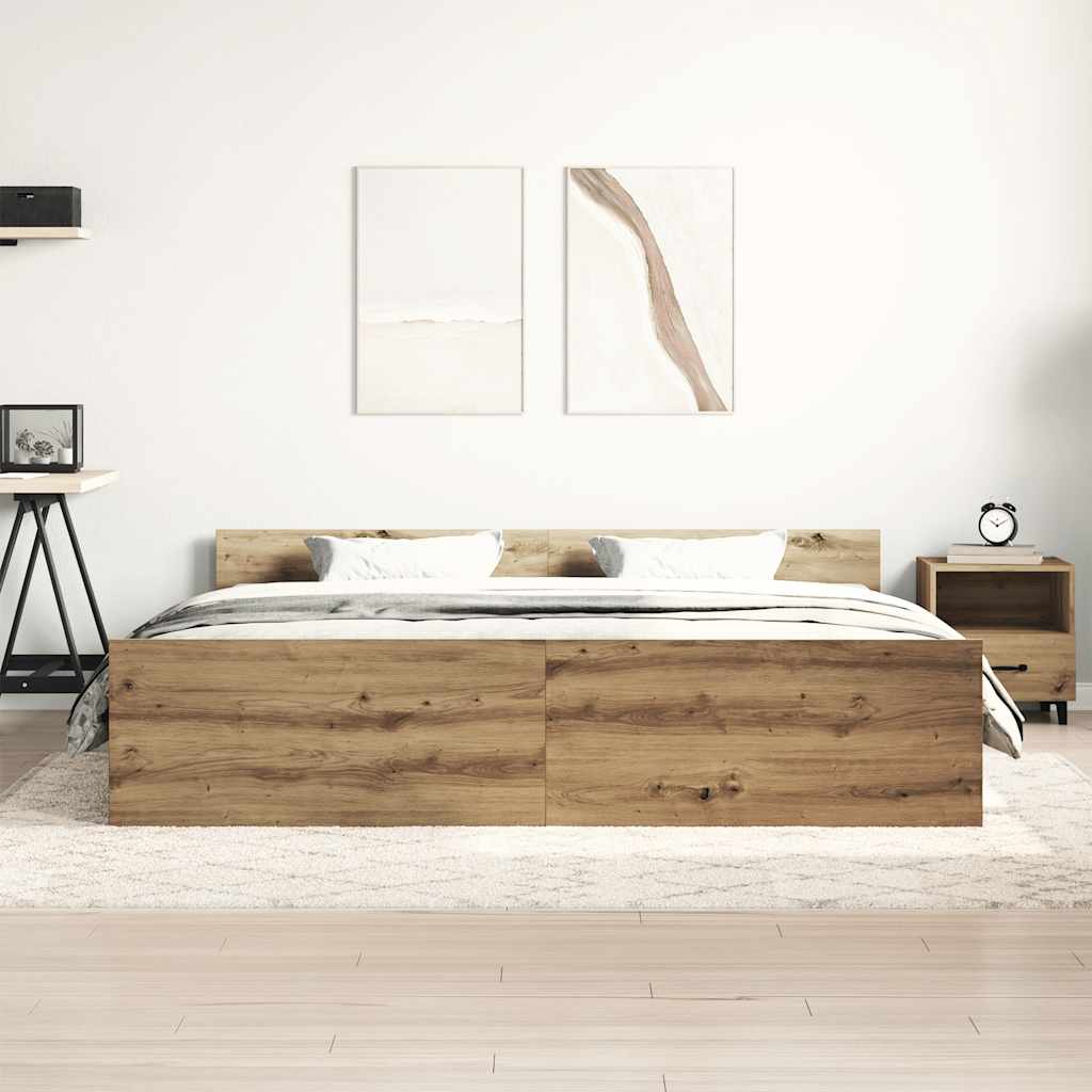 Modern Wooden Queen Size 160cm Bed Frame Base With Headboard & Footboard