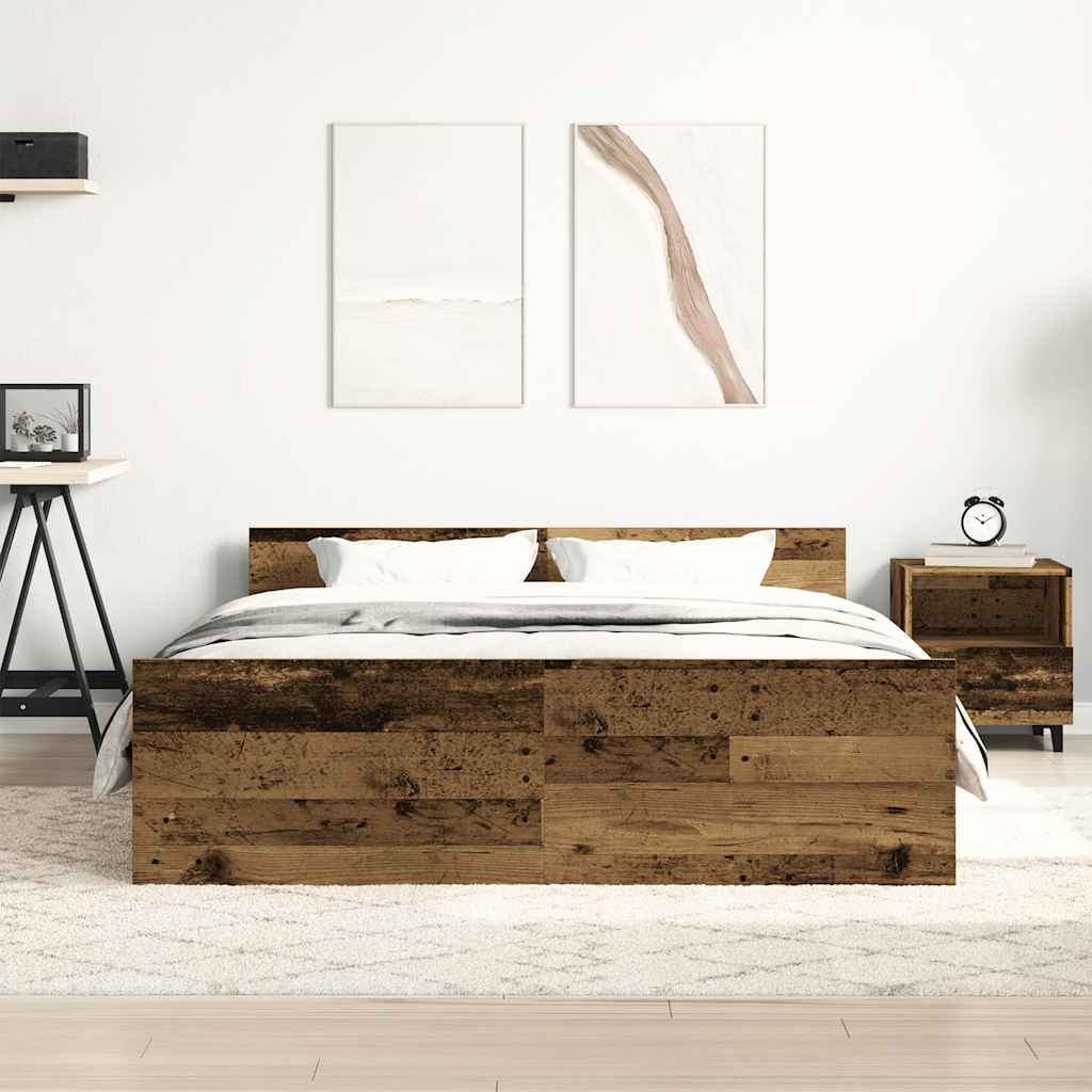 Bed Frame without Mattress Old Wood 120x190cm Engineered Wood