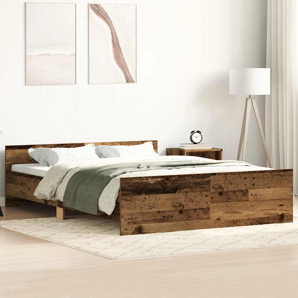 Bed Frame without Mattress Old Wood 120x190cm Engineered Wood