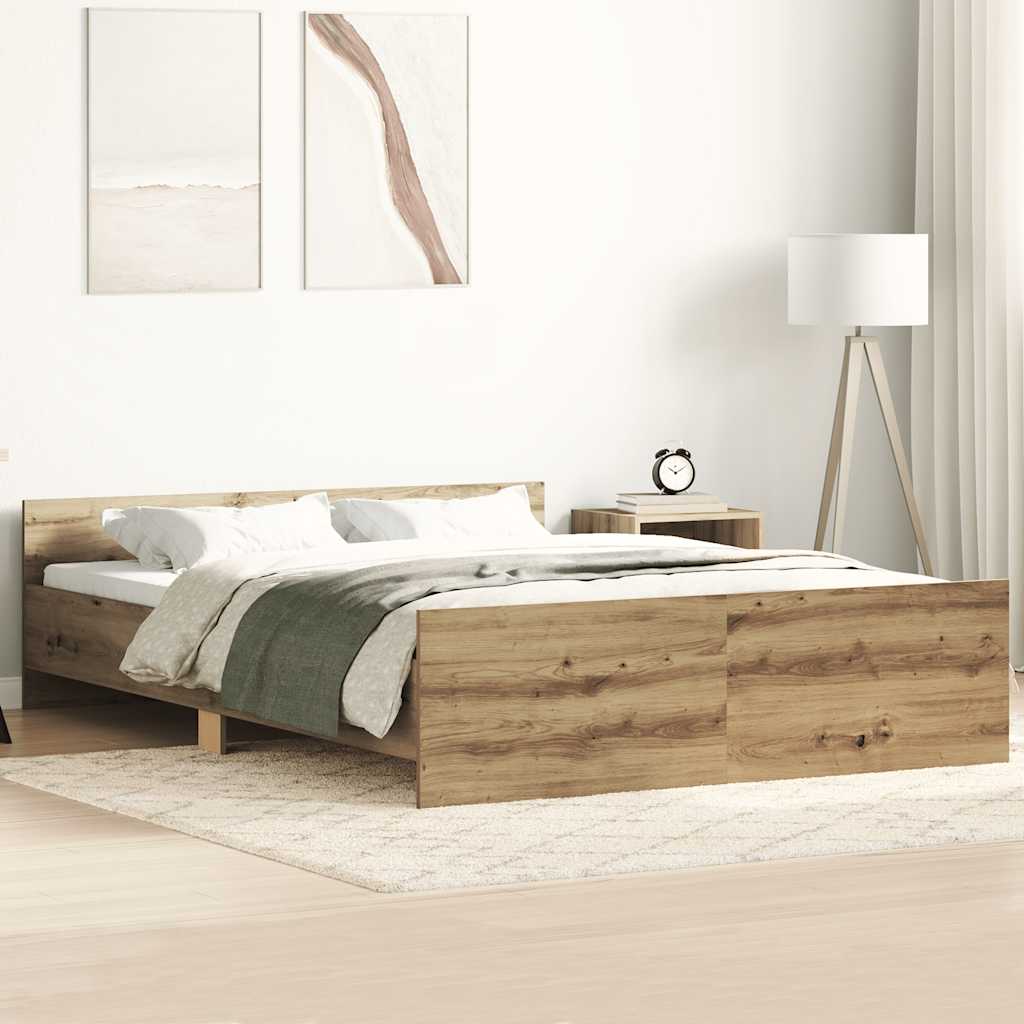 Modern Wooden Double Size 135cm Bed Frame Base With Headboard & Footboard