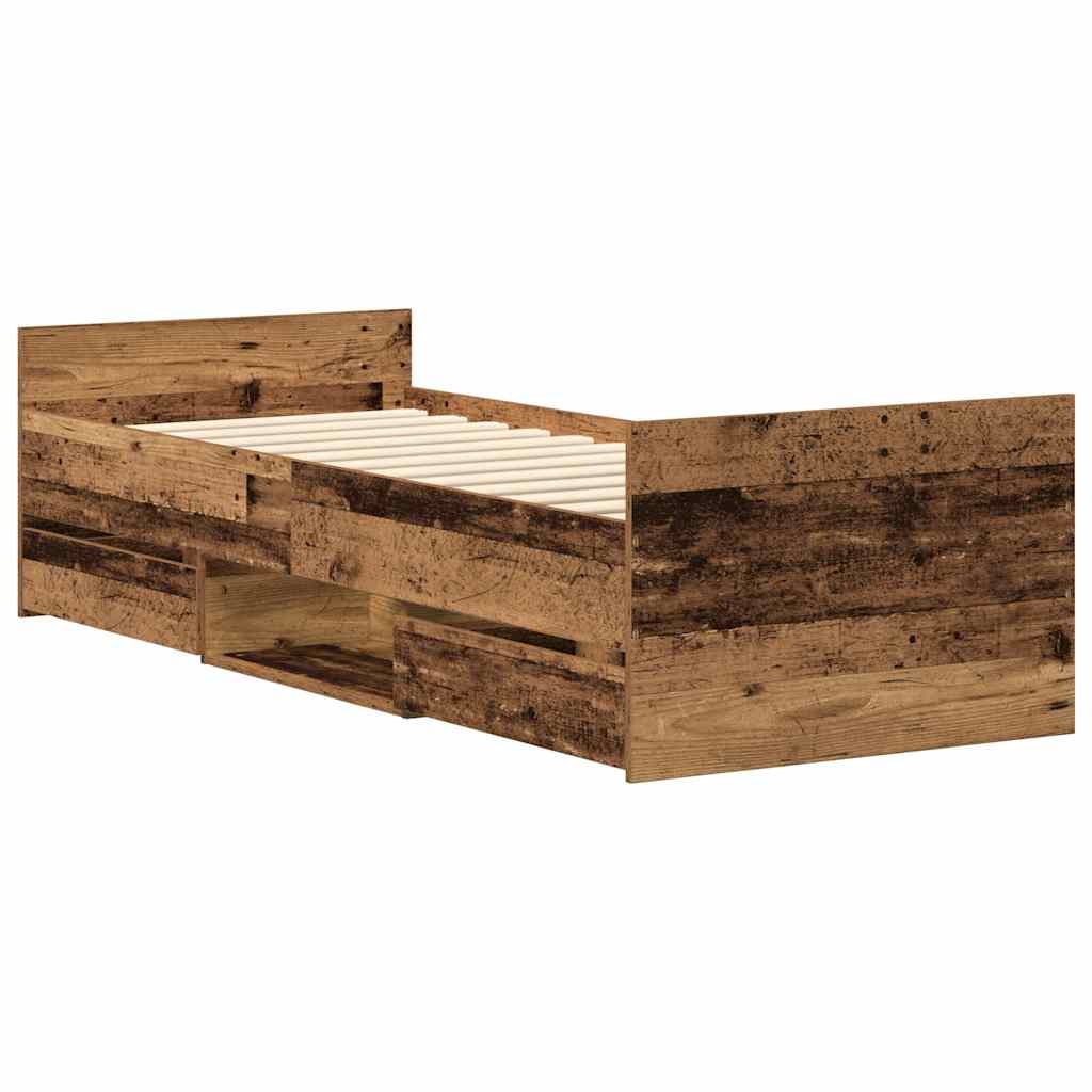 Bed Frame without Mattress Old Wood 100x200cm Engineered Wood