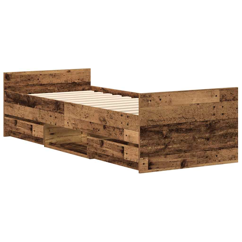 Modern Wooden Single Size 90cm Bed Frame Base With Storage Drawers Wood Beds