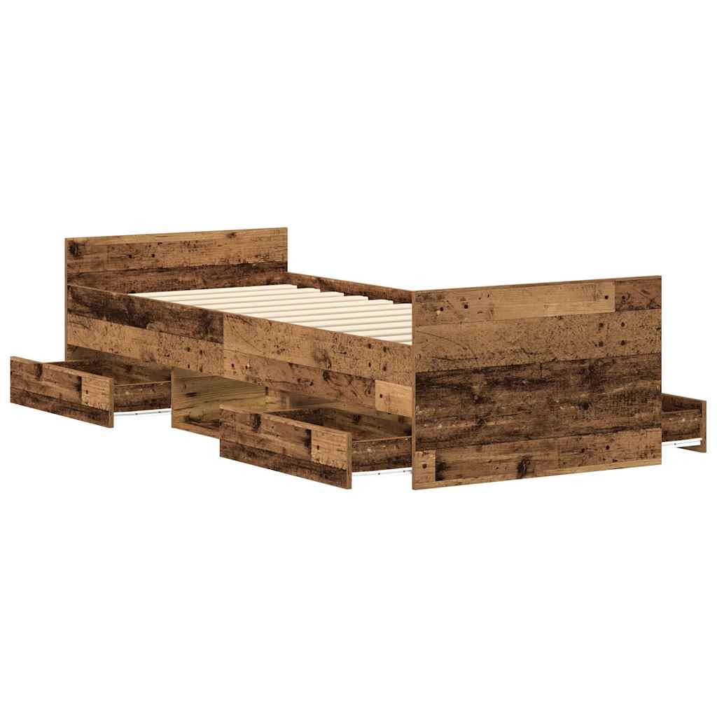 Modern Wooden Single Size 90cm Bed Frame Base With Storage Drawers Wood Beds