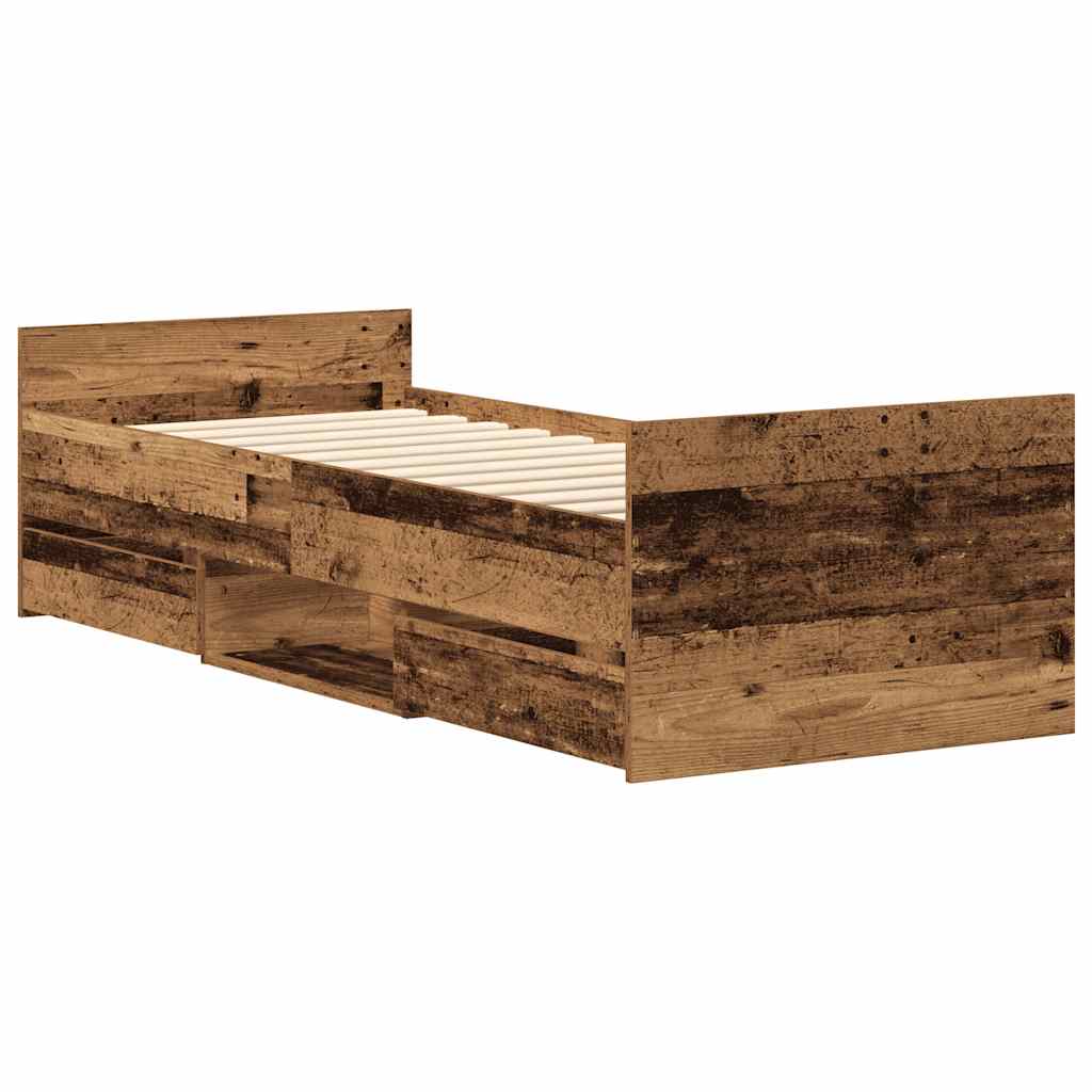 Modern Wooden Single Size 90cm Bed Frame Base With Storage Drawers Wood Beds