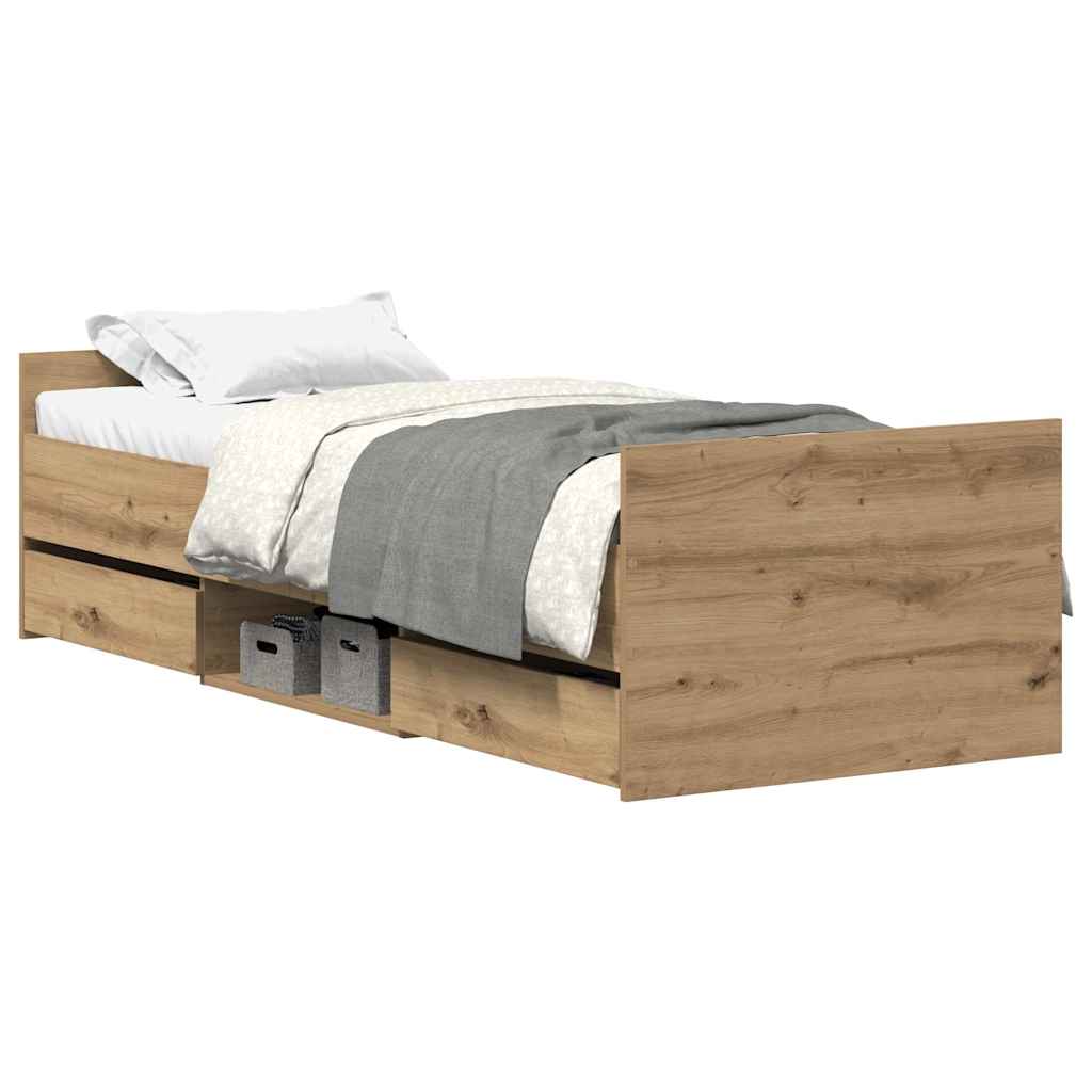 Modern Wooden Single Size 90cm Bed Frame Base With Storage Drawers Wood Beds