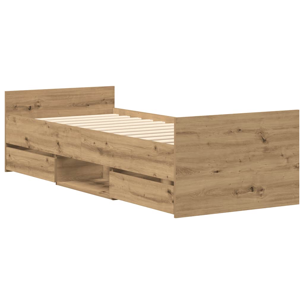 Modern Wooden Single Size 90cm Bed Frame Base With Storage Drawers Wood Beds