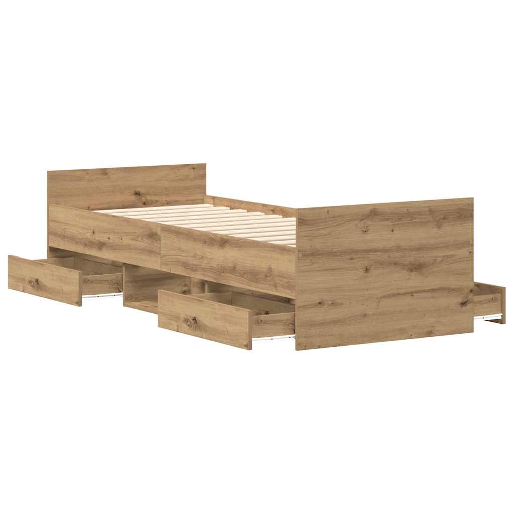 Modern Wooden Single Size 90cm Bed Frame Base With Storage Drawers Wood Beds