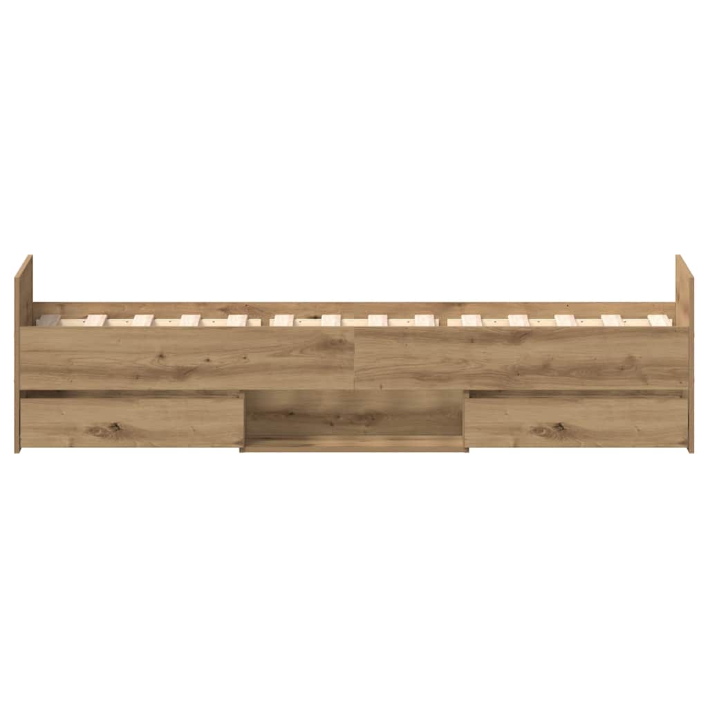 Modern Wooden Single Size 90cm Bed Frame Base With Storage Drawers Wood Beds