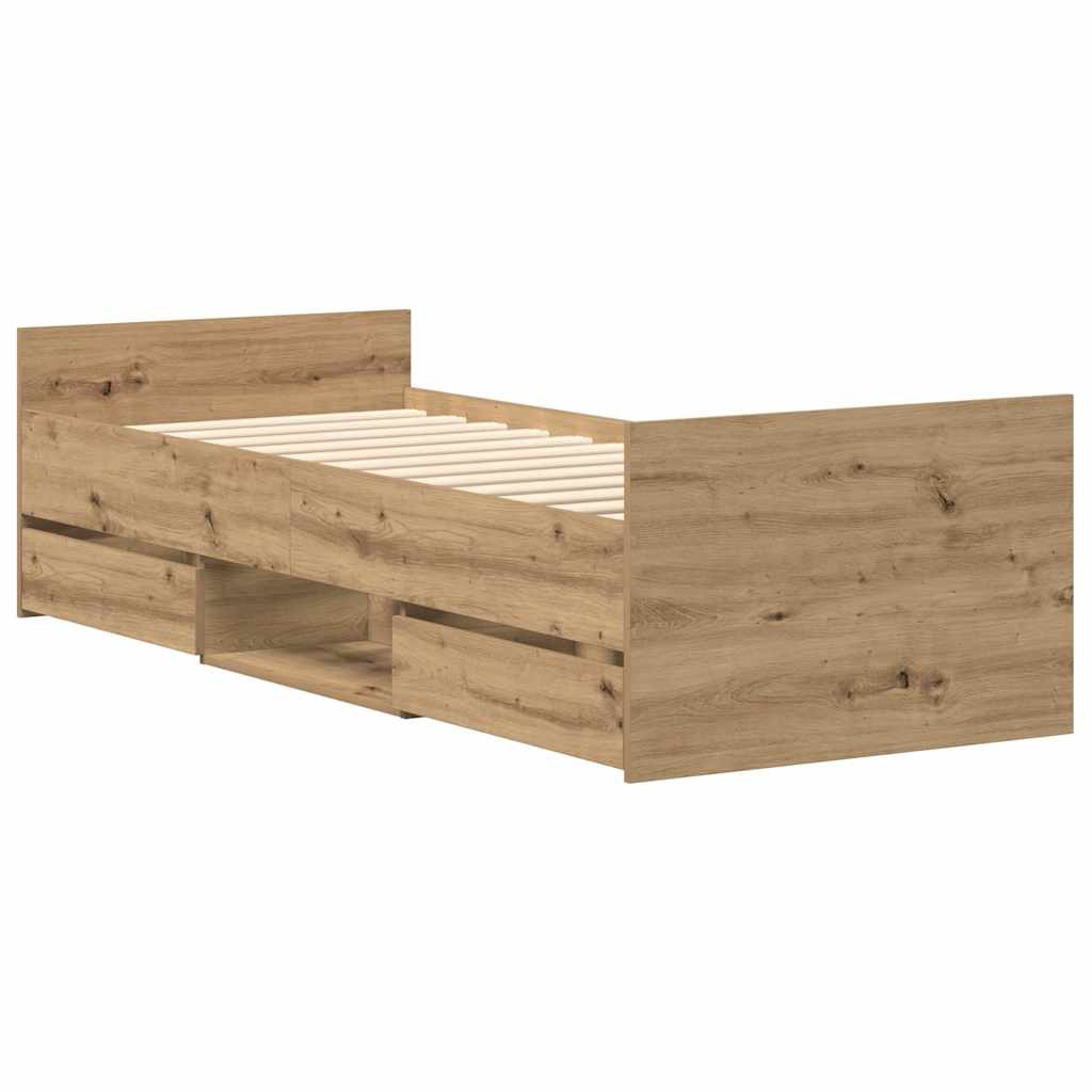 Modern Wooden Single Size 90cm Bed Frame Base With Storage Drawers Wood Beds