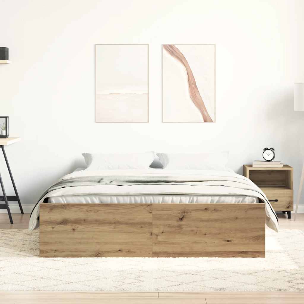 Bed Frame without Mattress Artisan Oak 160x200cm Engineered Wood
