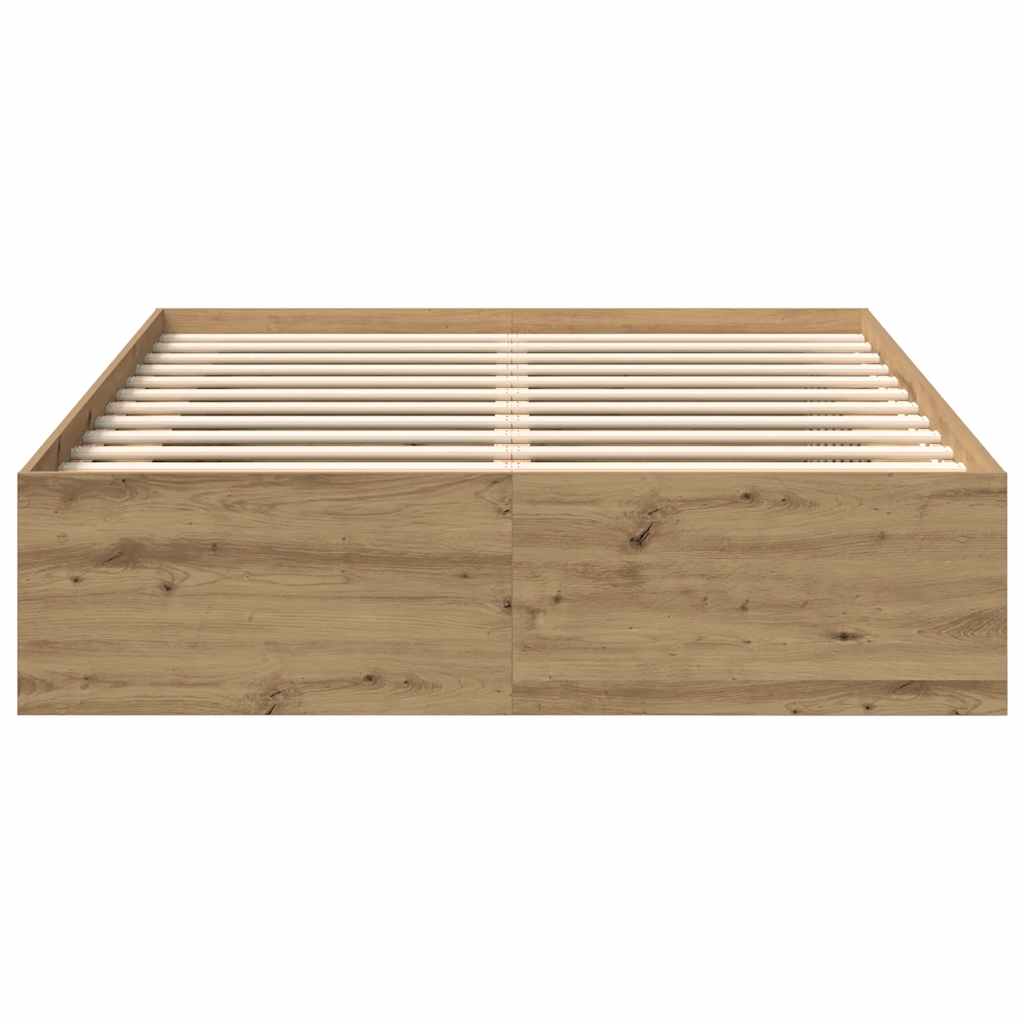 Bed Frame without Mattress Artisan Oak 140x190cm Engineered Wood