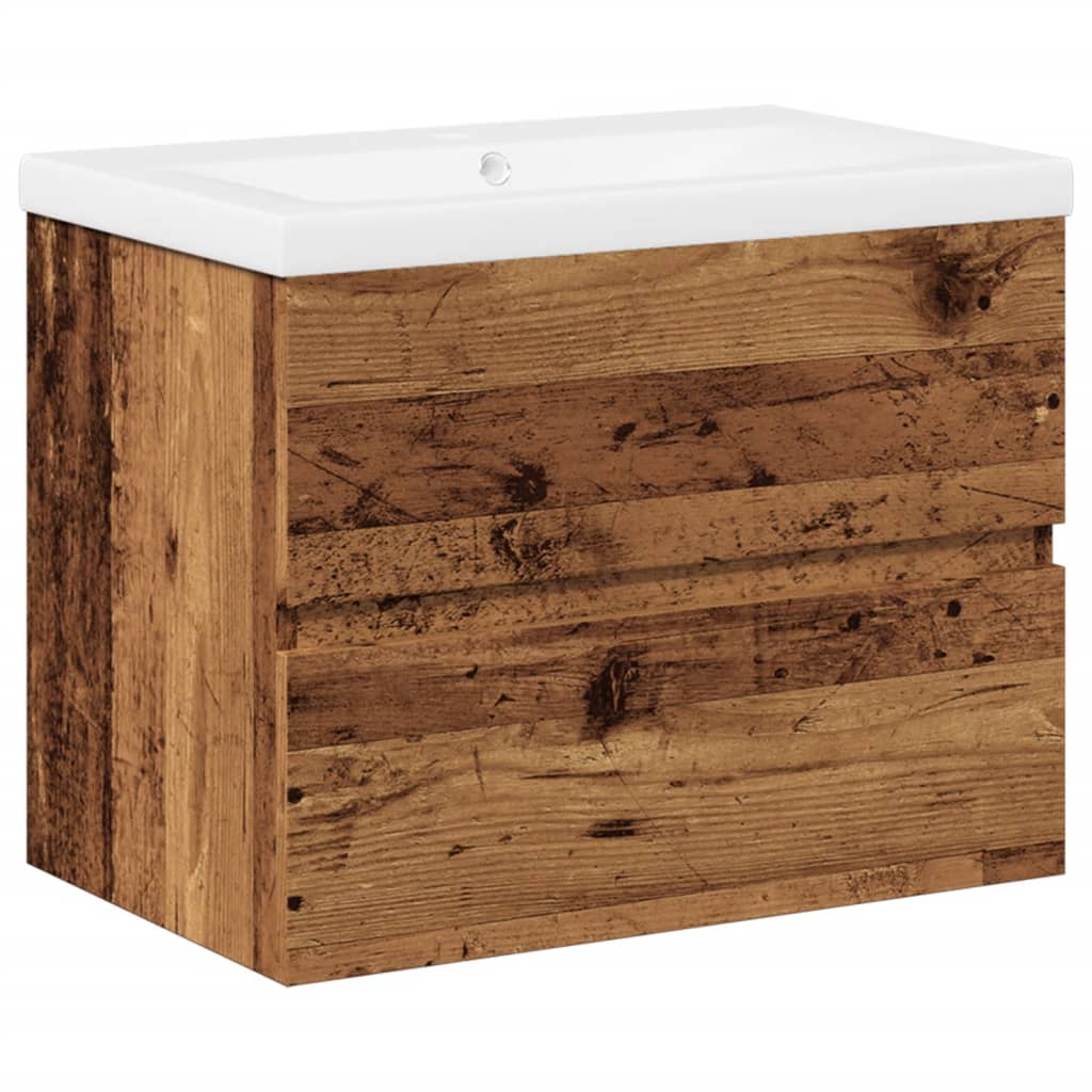 Sink Cabinet with Built-in Basin Old Wood 61x39.5x49 cm