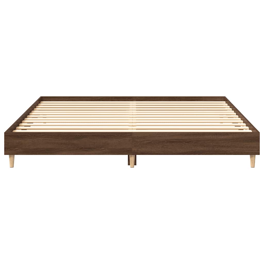 Bed Frame without Mattress Brown Oak 160x200cm Engineered Wood