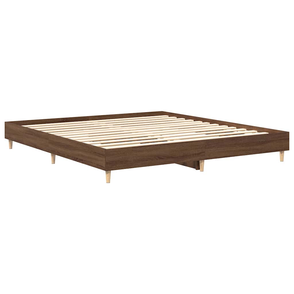 Bed Frame without Mattress Brown Oak 160x200cm Engineered Wood