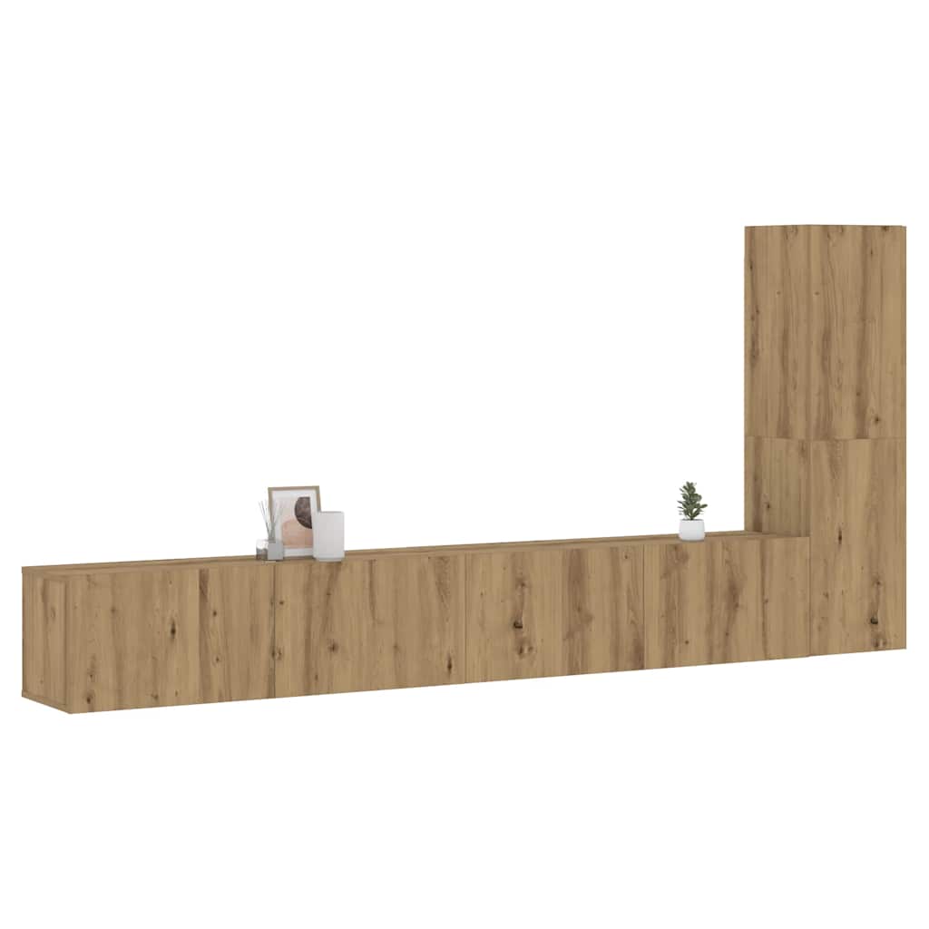 Wall Mounted TV cabinets 3 pcs Artisan Oak Engineered Wood