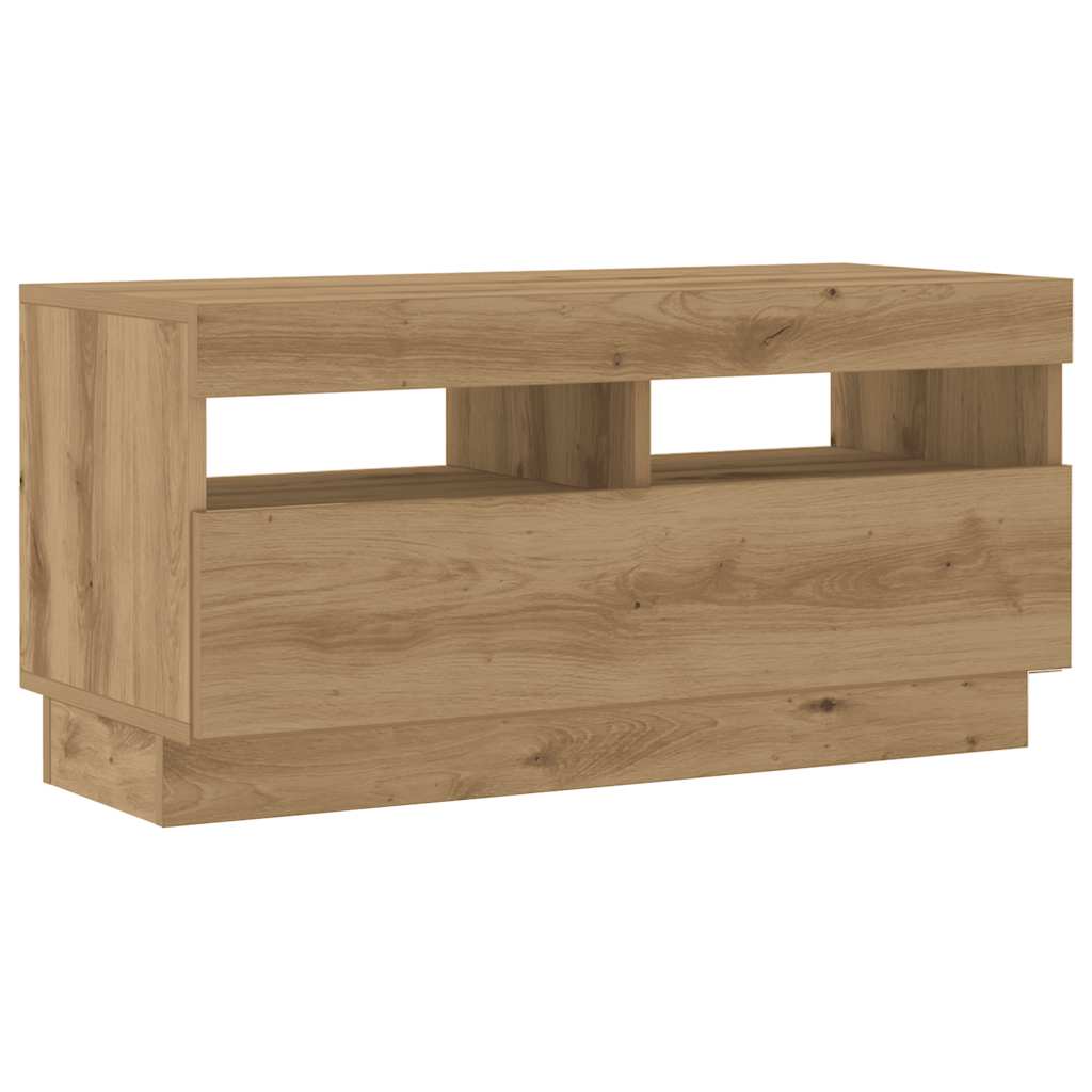 Modern Wooden 2pcs 70 Inch TV Tele Stand Unit Cabinet With LED Lights & Storage