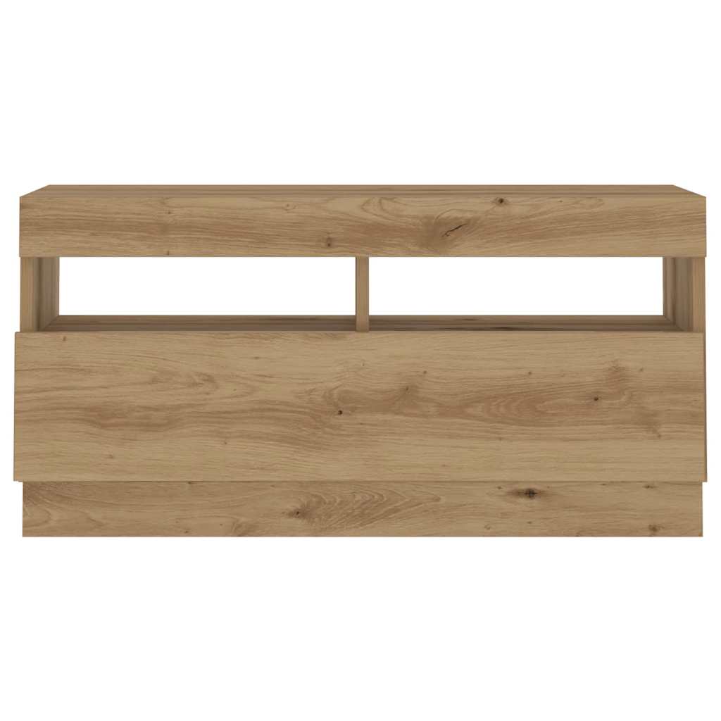 Modern Wooden 2pcs 70 Inch TV Tele Stand Unit Cabinet With LED Lights & Storage