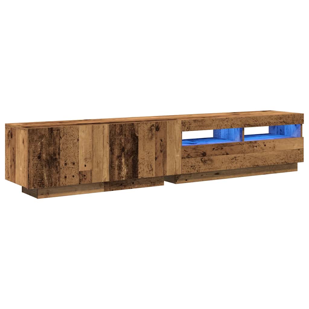 TV Cabinet with LED Lights Old Wood 200x35x40 cm Engineered Wood