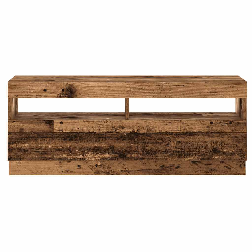 TV Cabinet with LED Lights Old Wood 200x35x40 cm Engineered Wood