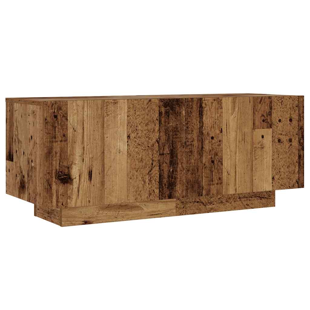 TV Cabinet with LED Lights Old Wood 200x35x40 cm Engineered Wood
