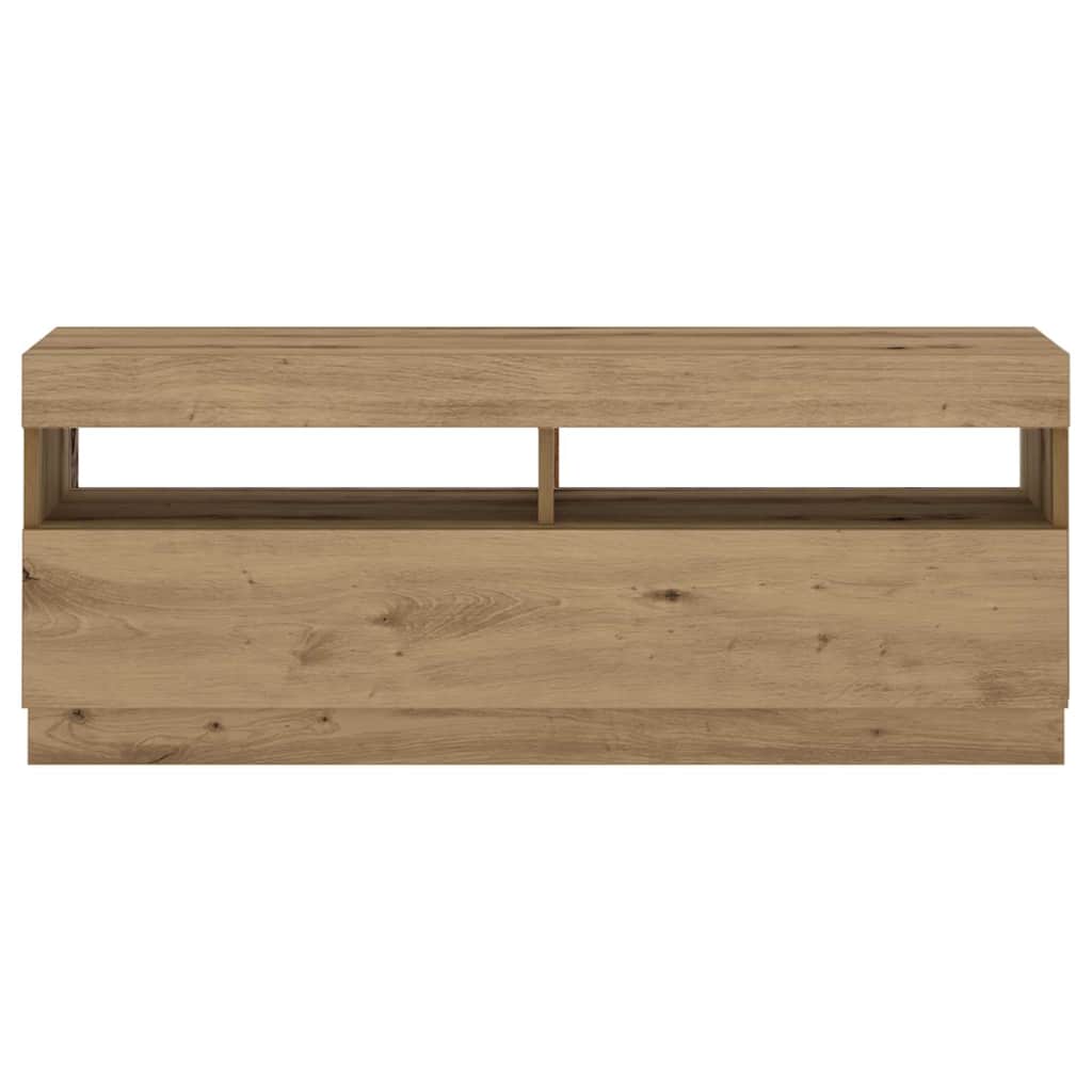 TV Cabinet with LED Lights Artisan Oak 200x35x40 cm Engineered Wood