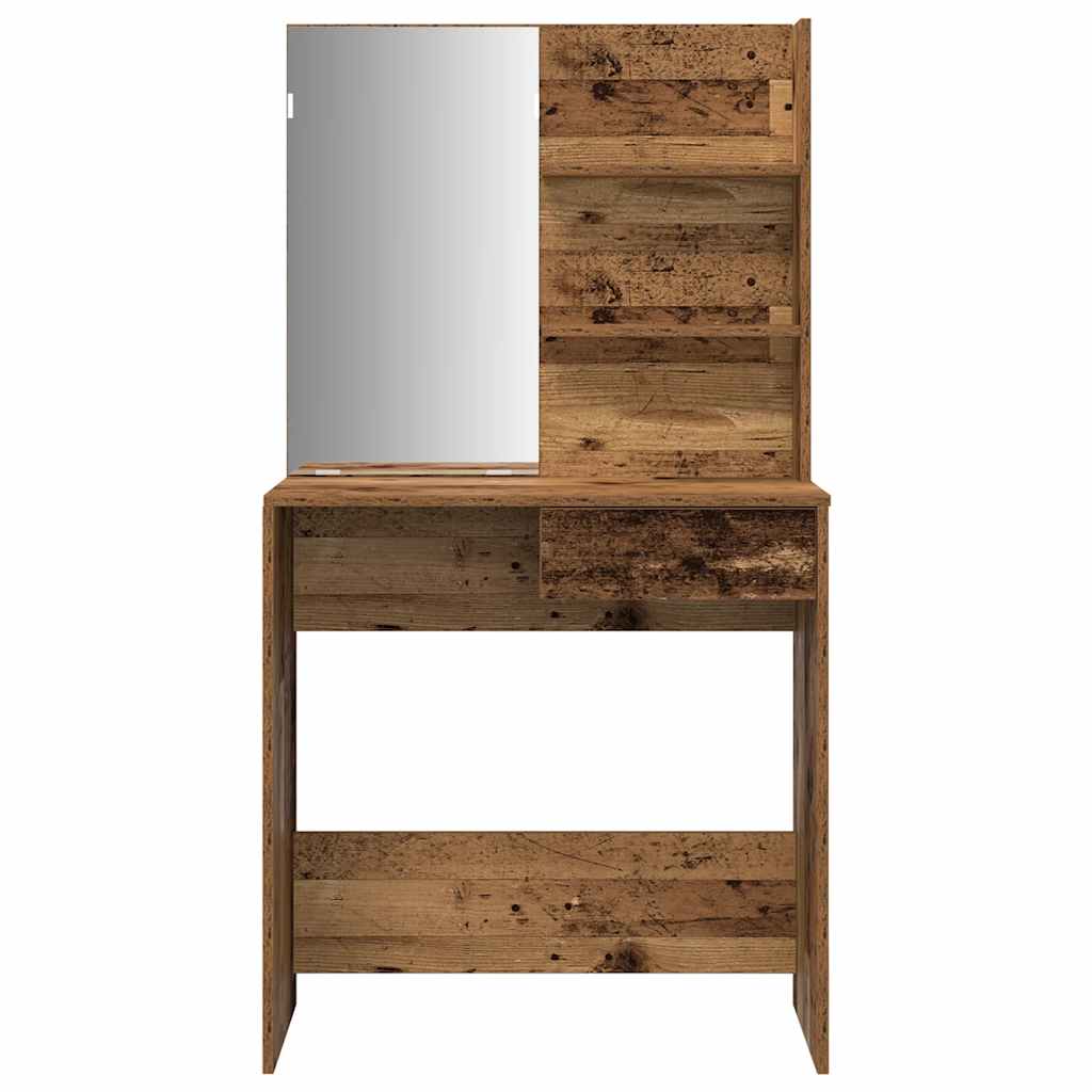 Modern Wooden Dressing Table Makeup Vanity Desk Set With Mirror & Stool