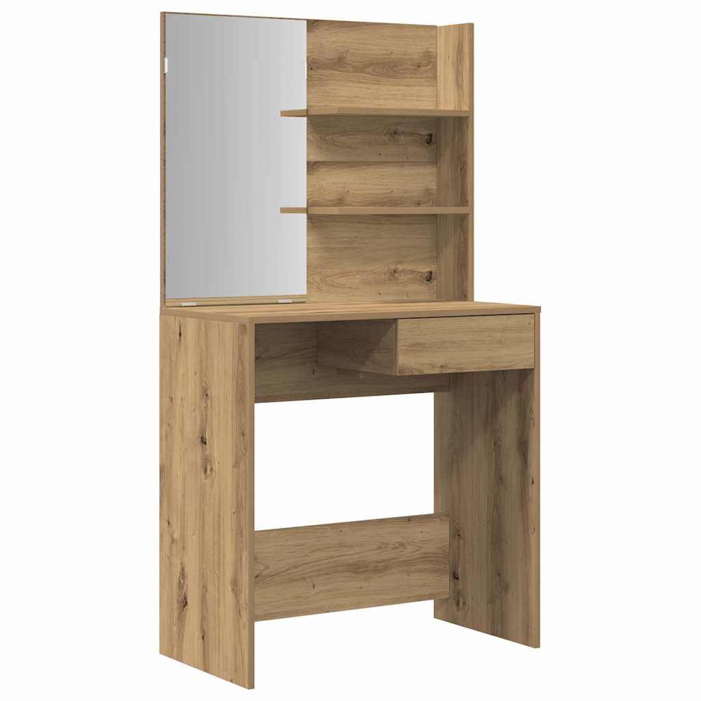 Modern Wooden Dressing Table Makeup Vanity Desk Set With Mirror & Stool