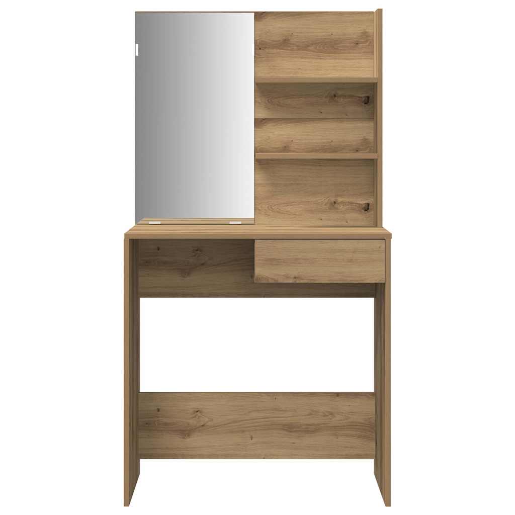 Modern Wooden Dressing Table Makeup Vanity Desk Set With Mirror & Stool