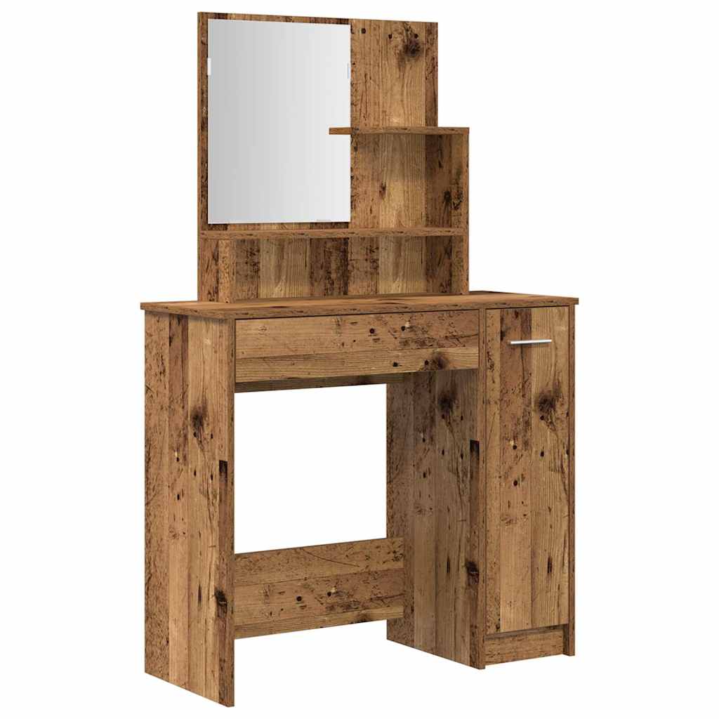 Modern Wooden Dressing Table Makeup Vanity Desk Set With Mirror & Stool