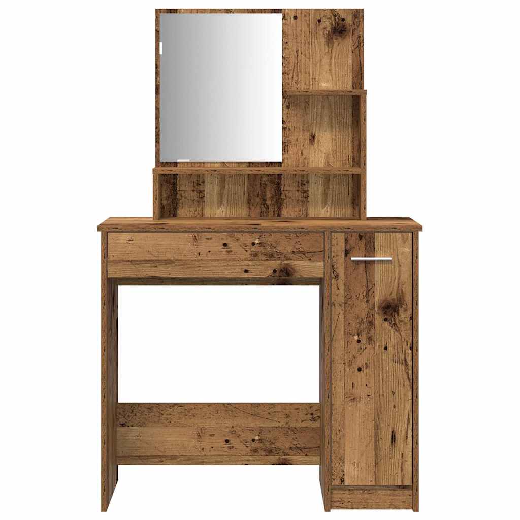 Modern Wooden Dressing Table Makeup Vanity Desk Set With Mirror & Stool