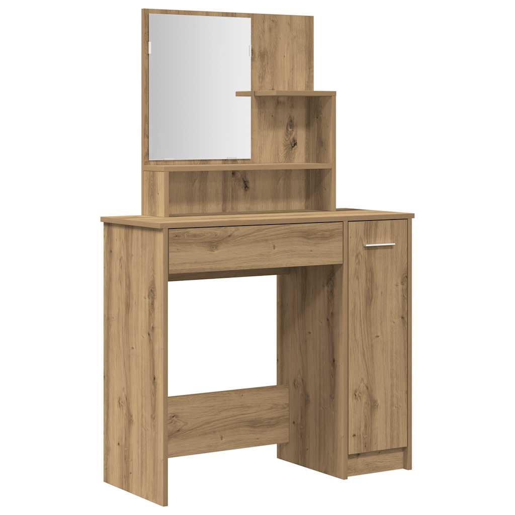 Modern Wooden Dressing Table Makeup Vanity Desk Set With Mirror & Stool