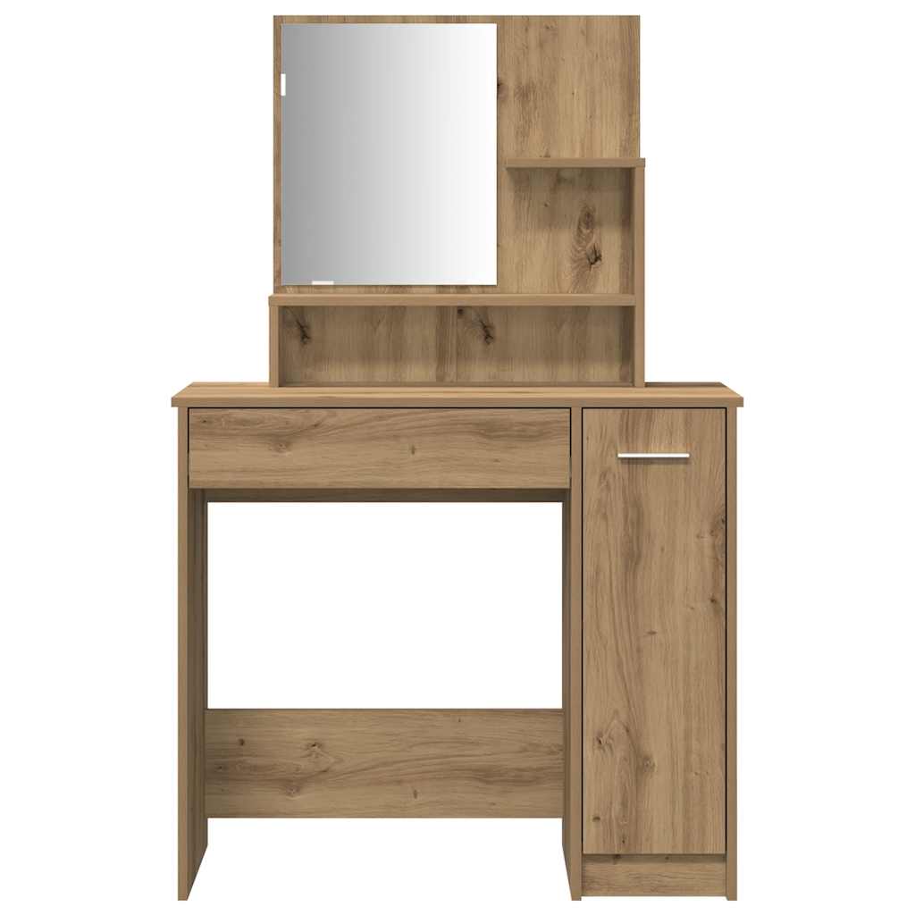 Modern Wooden Dressing Table Makeup Vanity Desk Set With Mirror & Stool