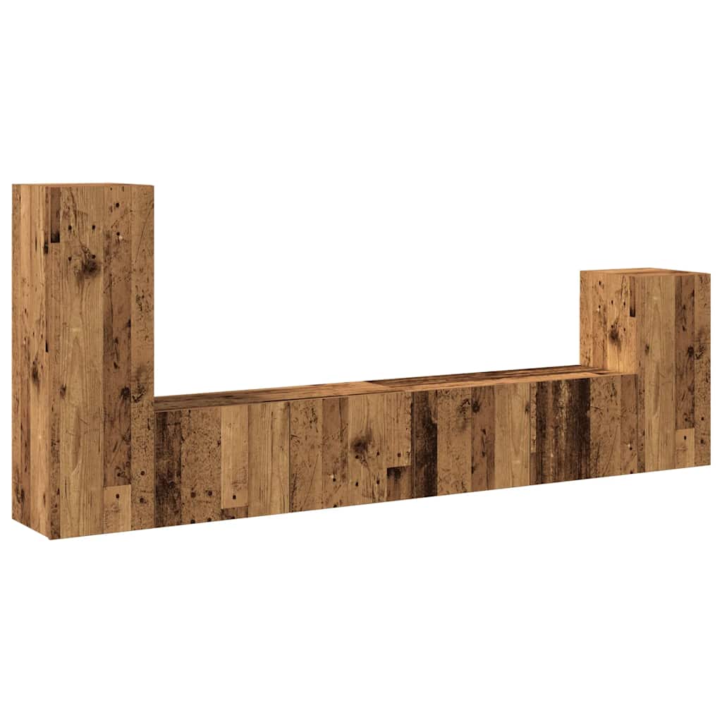 4 Piece TV Cabinet Set Wall-mounted Old Wood Engineered Wood
