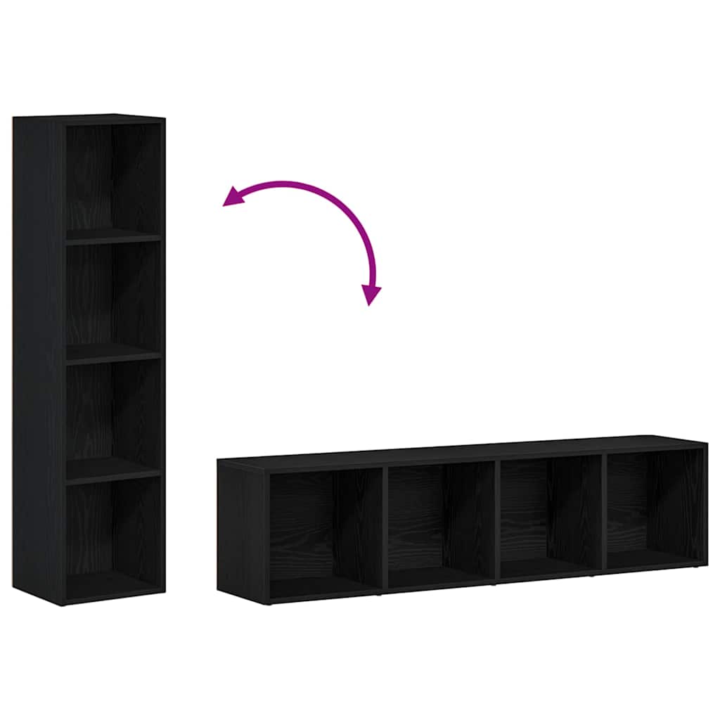 Bookcase Black Oak 36x30x143 cm Engineered Wood