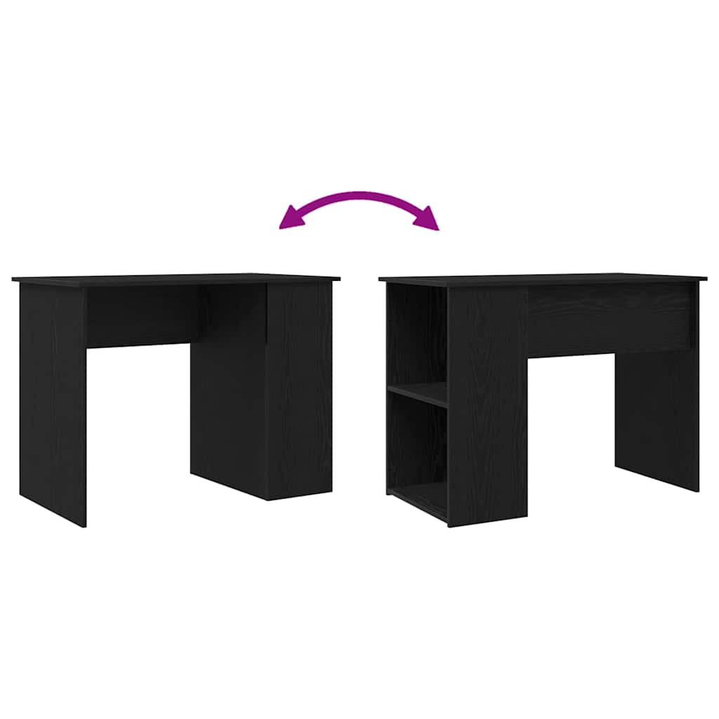 Modern Wooden Home Office Computer Desk Table With Open Storage Compartments