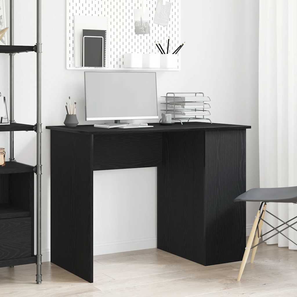 Modern Wooden Home Office Computer Desk Table With Open Storage Compartments
