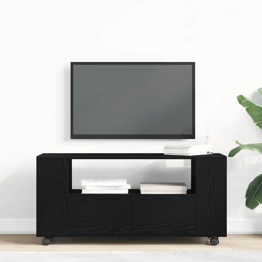 Modern Wooden 40 Inch TV Tele Stand Unit Cabinet With Storage & Wheels