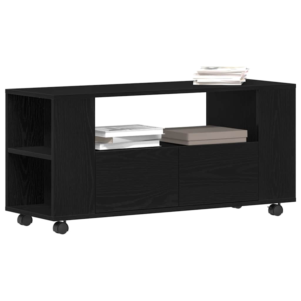 Modern Wooden 40 Inch TV Tele Stand Unit Cabinet With Storage & Wheels