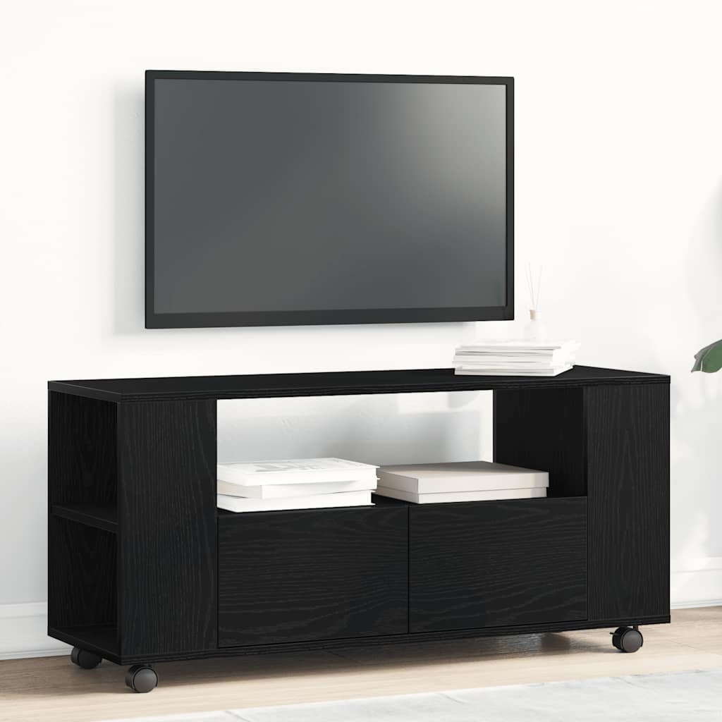 Modern Wooden 40 Inch TV Tele Stand Unit Cabinet With Storage & Wheels