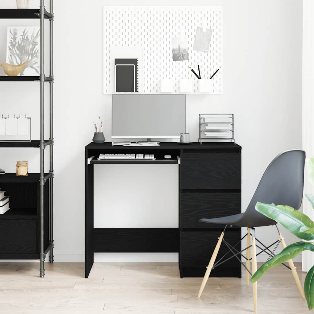 Desk Black Oak 90x45x76 cm Engineered Wood