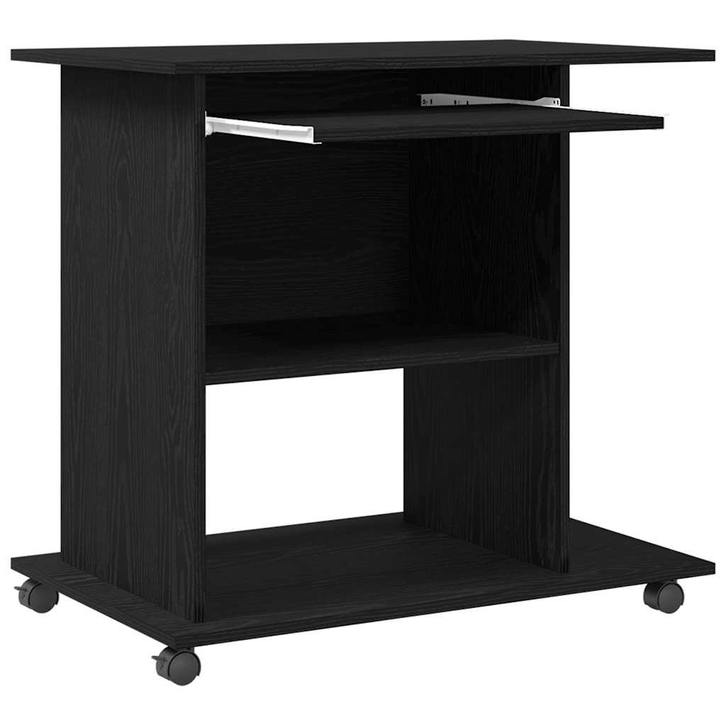 Modern Wooden Home Office Writing Computer Desk With Wheels & Keyboard Train