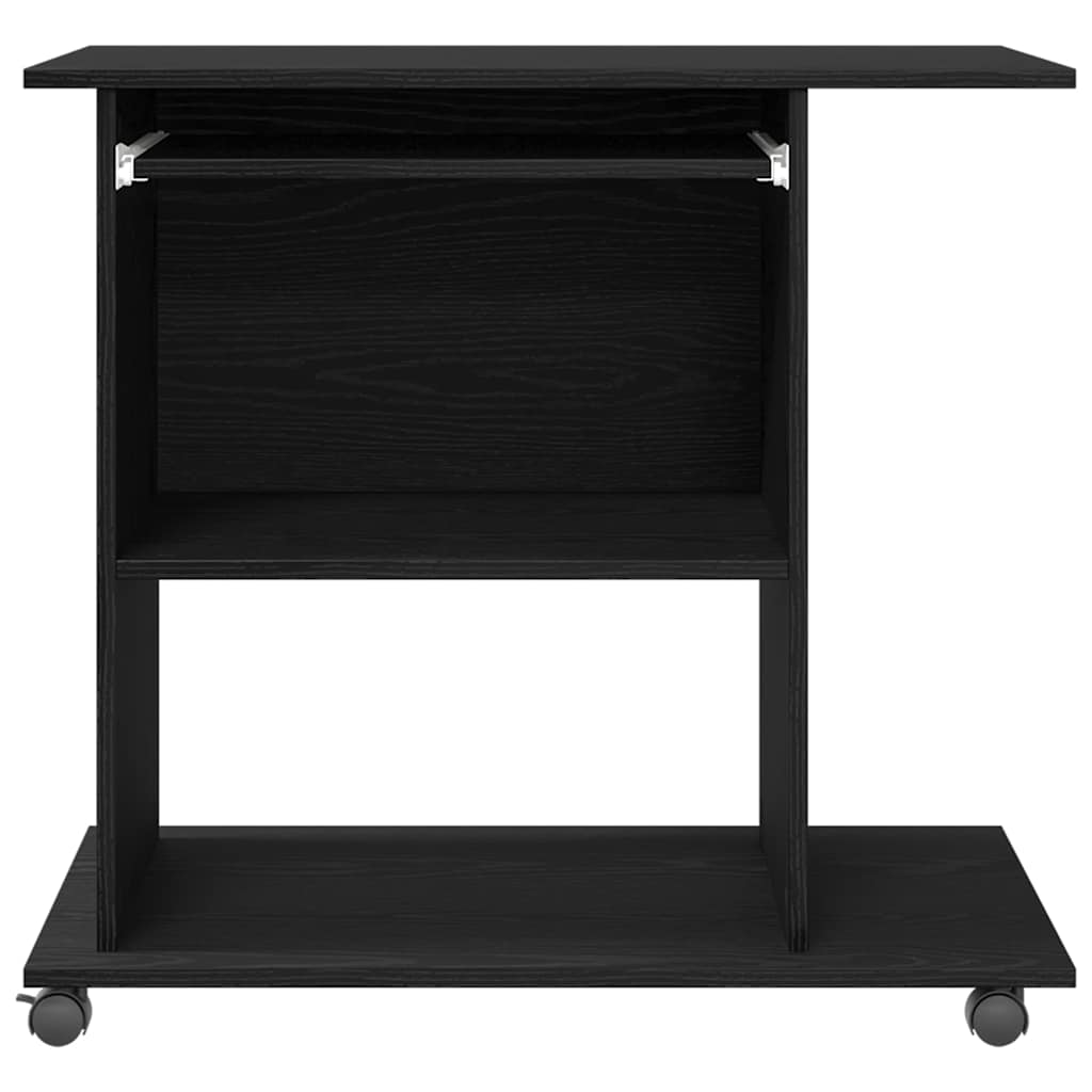 Modern Wooden Home Office Writing Computer Desk With Wheels & Keyboard Train