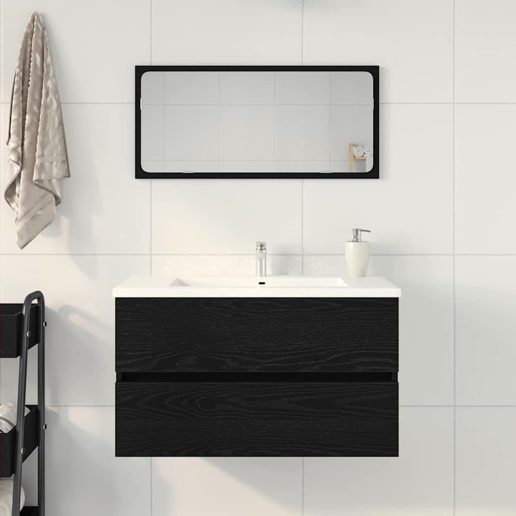 Sink Cabinet Black Oak 80x38.5x45 cm Engineered Wood
