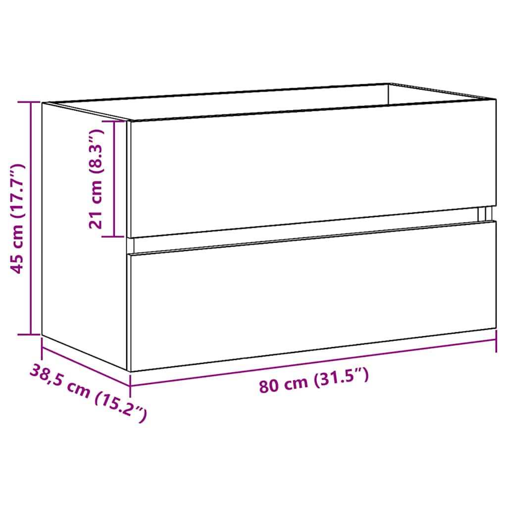 Sink Cabinet Black Oak 80x38.5x45 cm Engineered Wood