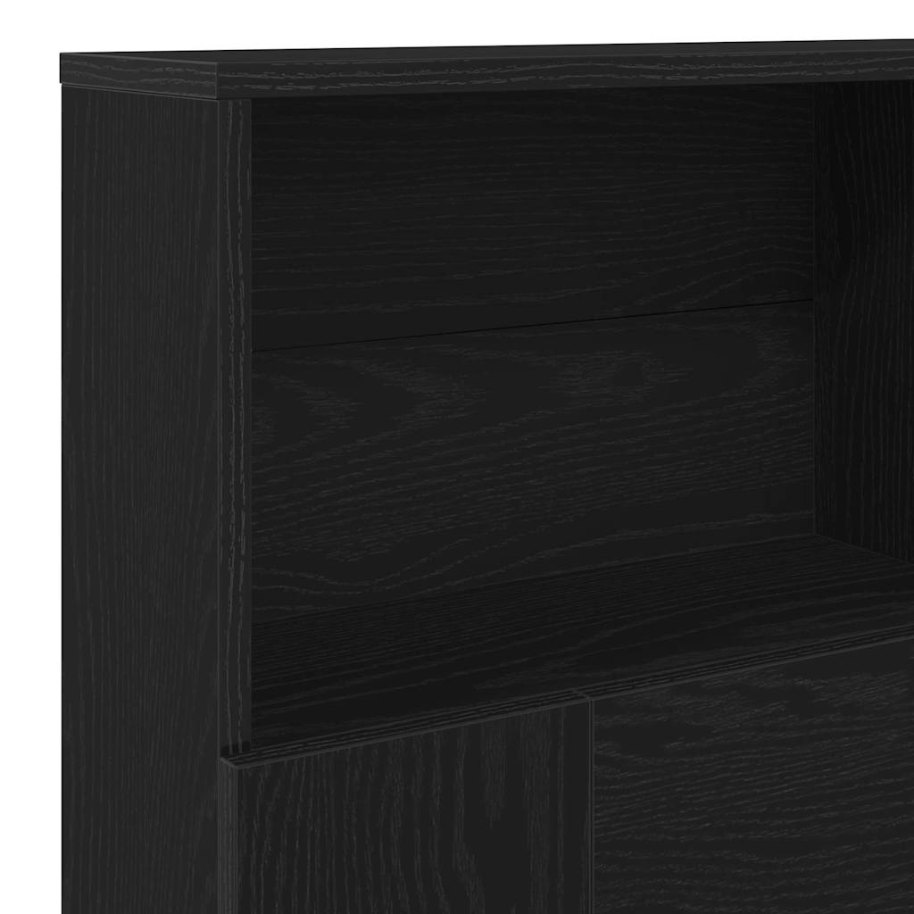 Headboard Cabinet Black oak 140 x 19 x 103.5 cm Engineered wood