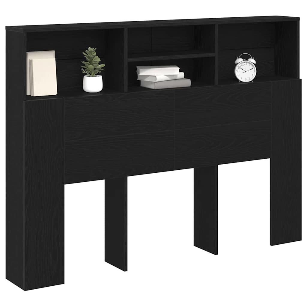 Headboard Cabinet Black oak 140 x 19 x 103.5 cm Engineered wood
