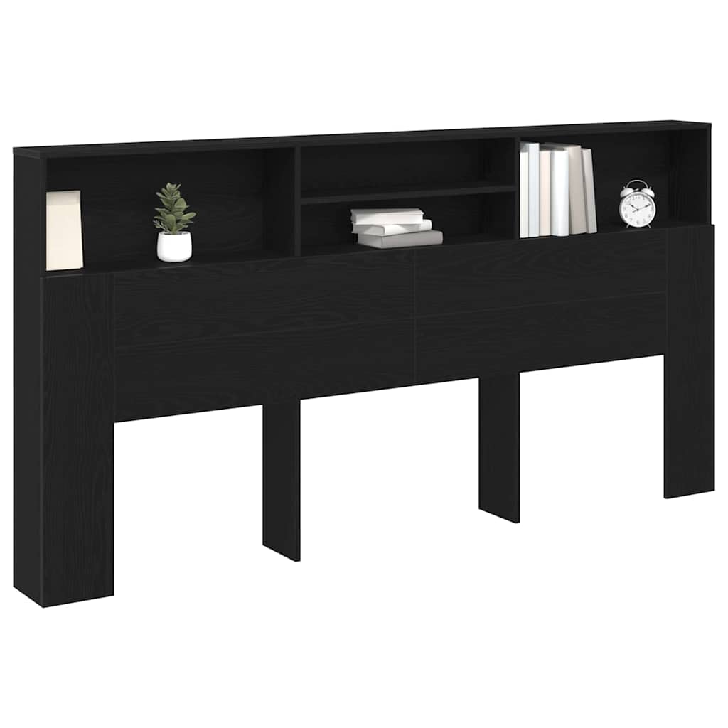Headboard Cabinet Black oak 200 x 19 x 103.5 cm Engineered wood